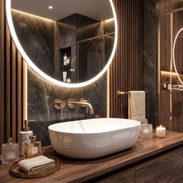 Lavabo da appoggio in ceramica CLEO 50 White-REA
