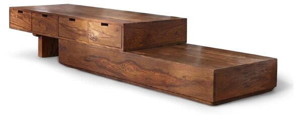 Mobile TV in legno massello, contenitore laterale, design per soggiorno, mobile in legno