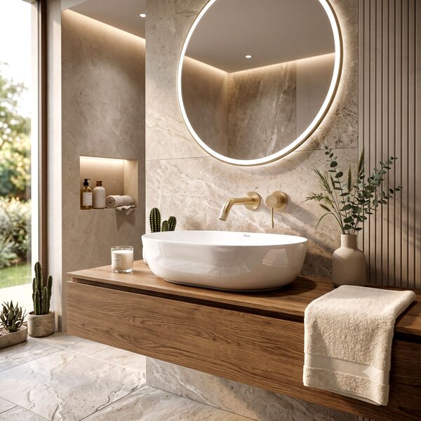 Lavabo da appoggio in ceramica CLEO 50 White-REA