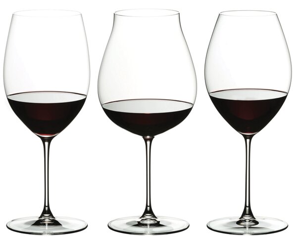 <p>Set di calici in cristallo sottile e leggero per la degustazione di vini rossi Caberne/Merlot, Pinor Noir e Syrah.</p>