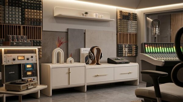 Mobile contenitore, scaffale, soggiorno, stile moderno, colore beige, nuovo, pratico