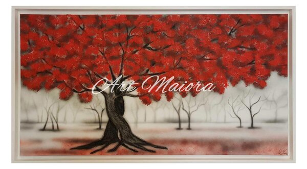 Art Maiora Quadro con paesaggio dipinto a mano su tela di cotone Intreccio  Rosso 130x70 Tela Rosso Dipinti su Tela Quadri per soggiorno