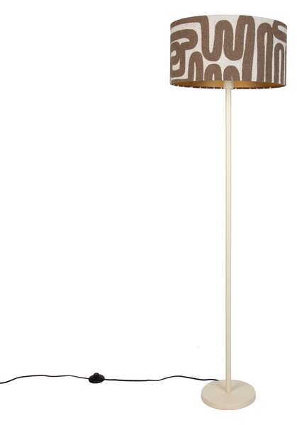 Japandi vloerlamp beige met kap bruin en beige gestreept 50cm - Simplo