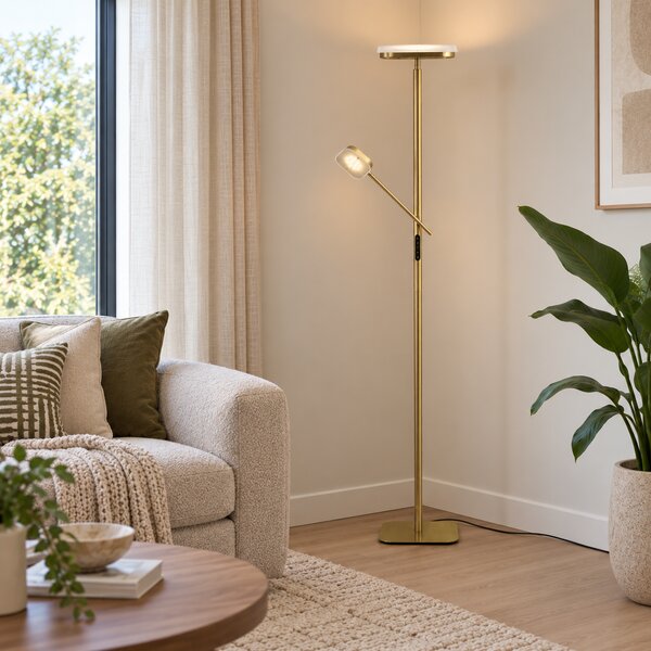 Lampada da terra moderna in ottone con LED dimmerabile - Divana