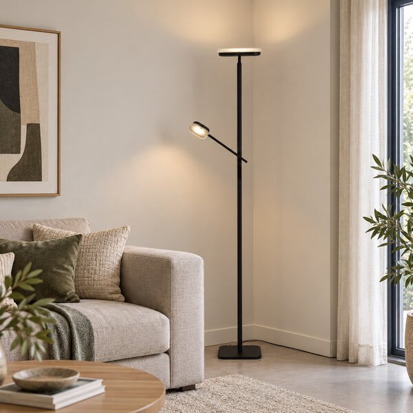 Lampada da terra moderna nera con LED dimmerabile - Divana