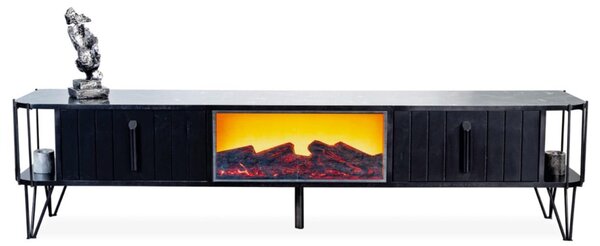 Supporto TV moderno, nero. Mobile TV, arredamento per la televisione, stile minimalista, ideale per il soggiorno, nuovo