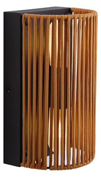 Lampada da parete Japandi arancione con nero e corda IP44 - Jayla