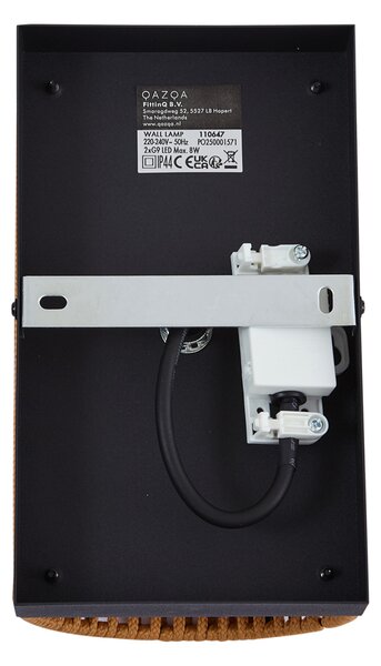 Lampada da parete Japandi arancione con nero e corda IP44 - Jayla