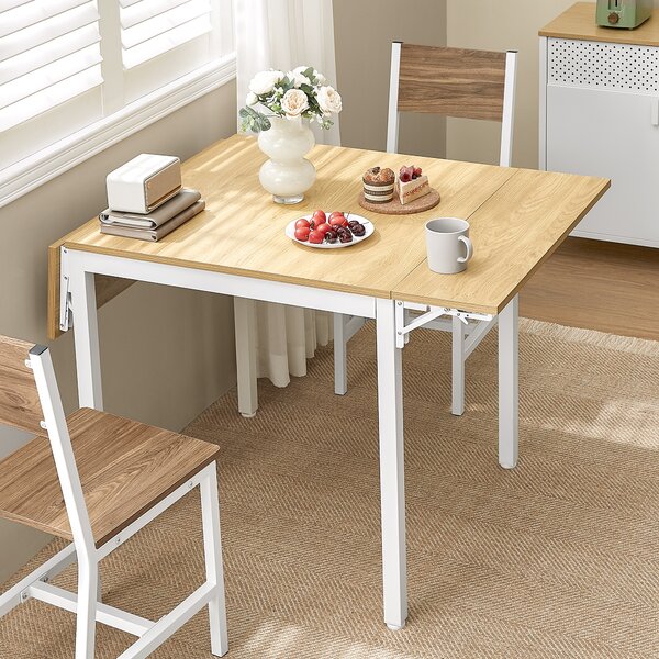 Tavolo da pranzo VASAGLE, tavolo da cucina pieghevole per 2-4 persone, per ambienti piccoli, bianco