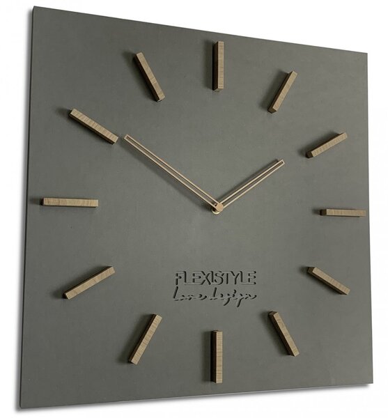 Grande orologio da parete in legno di colore grigio