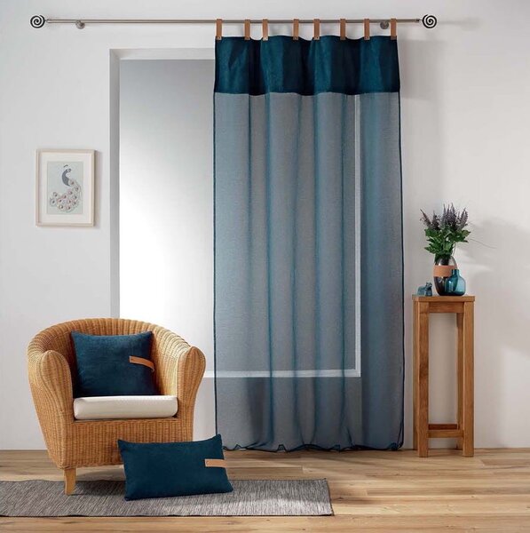 Douceur D'Intérieur Tenda Con Occhielli Callao – Blu 140x240 Cm – Velo Leggero Con Pompon E Top Stampato