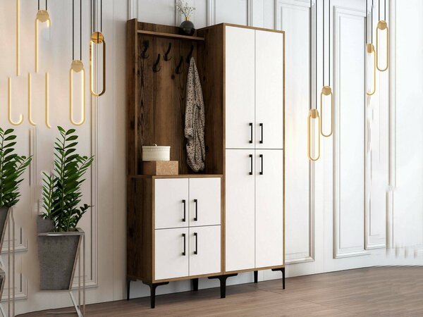Mobile ingresso 4 ante noce e bianco 120x200h cm - Eufemia