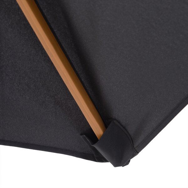 Outsunny Ombrellone da Giardino Rotondo con Palo in Legno, Ø2,5 m, Nero
