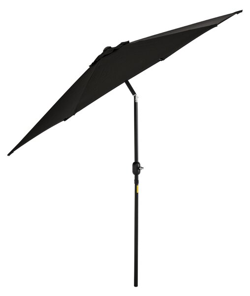 Outsunny Ombrellone diritto ombrellone reclinabile da giardino manovella tela poliestere alta densità 180 g/m² Ø2,6 x 2,35 m alluminio nero