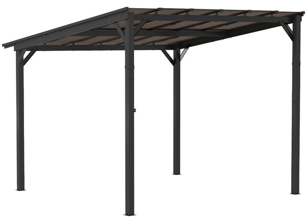 Outsunny Pergola in metallo 3 x 3 m, Pergola da giardino con tetto impermeabile, autoportante, resistente al vento, resistente ai raggi UV, Grigio scuro