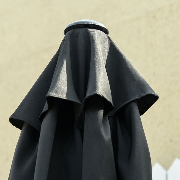 Outsunny Ombrellone diritto ombrellone reclinabile da giardino manovella tela poliestere alta densità 180 g/m² Ø2,6 x 2,35 m alluminio nero