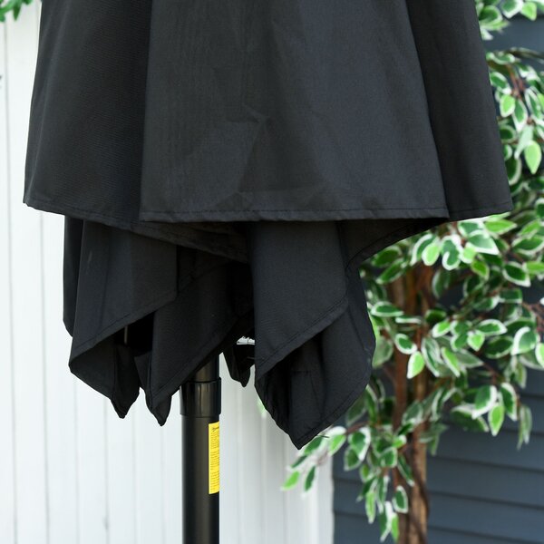 Outsunny Ombrellone diritto ombrellone reclinabile da giardino manovella tela poliestere alta densità 180 g/m² Ø2,6 x 2,35 m alluminio nero