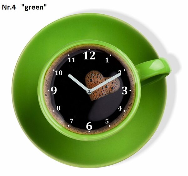 Orologio da cucina a forma di tazzina di caffè Verde