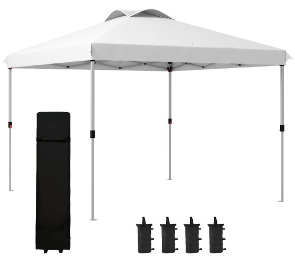 Outsunny Tonnelle gazebo da giardino pop-up pieghevole 3 x 3 m con sacca a ruote, altezze regolabili