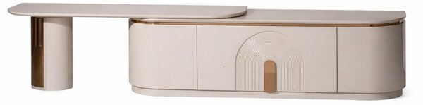 Mobile TV beige in legno con ante scorrevoli - Mobile TV