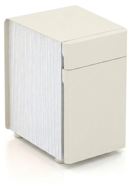 Comodino moderno beige in legno, mobiletto per la scrivania