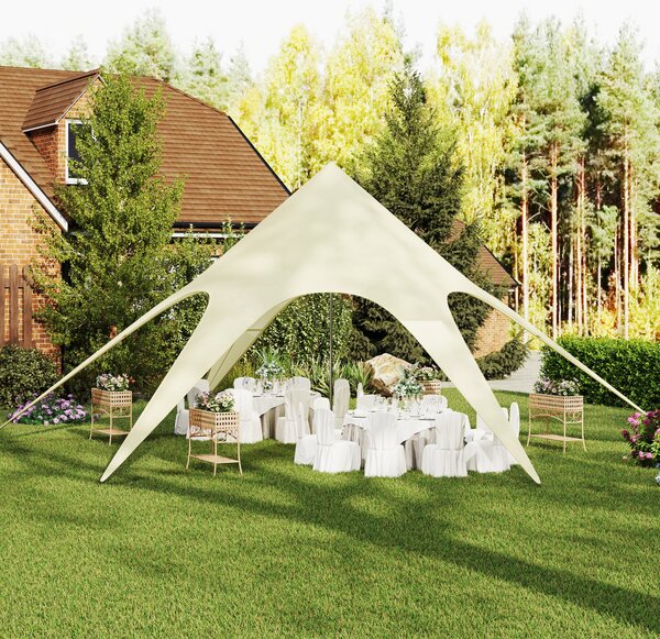Outsunny Tenda da giardino XXL a stella antipioggia voile d'ombra 10 x 10 x 4 m poliestere ad alta densità 210D beige