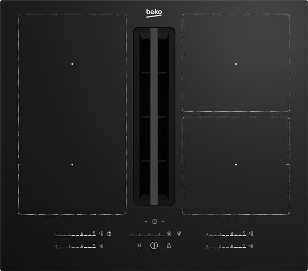 Beko Piano Cottura a Induzione con Cappa Integrata Aspirante 4 Fuochi Larghezza 60 cm in Vetro colore Nero - HIXI 64700 UF Universal