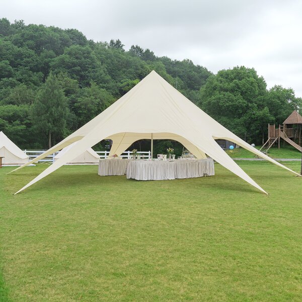 Outsunny Tenda da giardino XXL a stella antipioggia voile d'ombra 10 x 10 x 4 m poliestere ad alta densità 210D beige