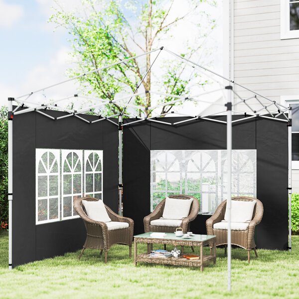 Outsunny Confezione da 2 pannelli laterali per tenda 3 x 3 m pannello per gazebo con finestra 295 x 195 cm nero | Aosom Italy