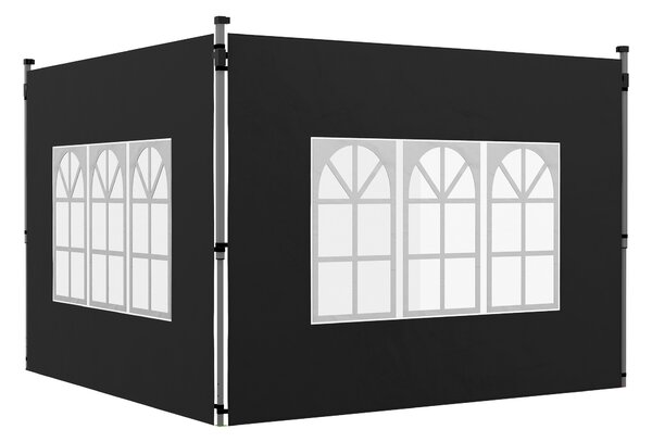 Outsunny Confezione da 2 pannelli laterali per tenda 3 x 3 m pannello per gazebo con finestra 295 x 195 cm nero | Aosom Italy
