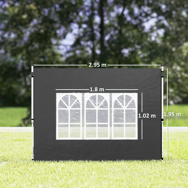 Outsunny Confezione da 2 pannelli laterali per tenda 3 x 3 m pannello per gazebo con finestra 295 x 195 cm nero | Aosom Italy