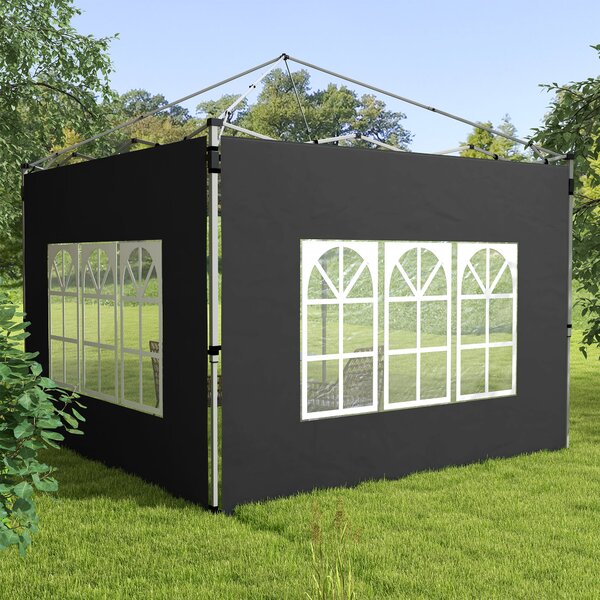 Outsunny Confezione da 2 pannelli laterali per tenda 3 x 3 m pannello per gazebo con finestra 295 x 195 cm nero | Aosom Italy