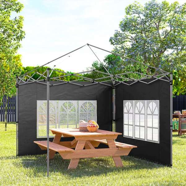 Outsunny Confezione da 2 pannelli laterali per tenda 3 x 3 m pannello per gazebo con finestra 295 x 195 cm nero | Aosom Italy