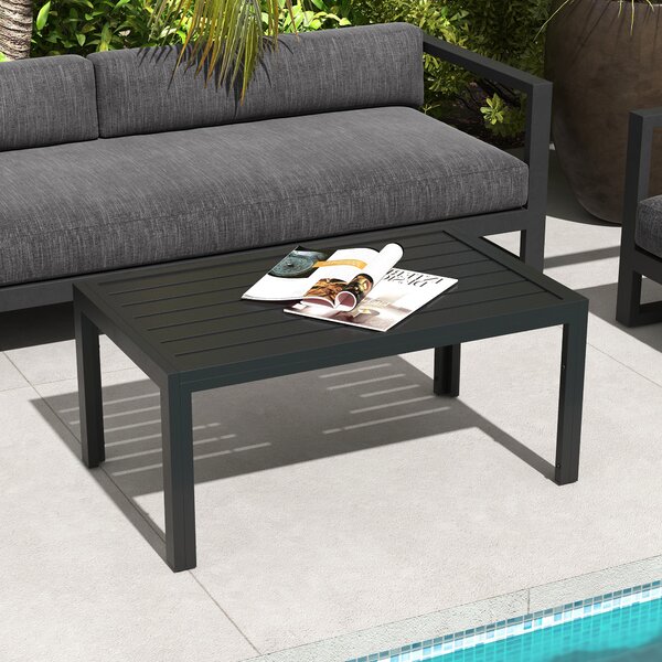Outsunny Tavolino da Centro da Giardino Rettangolare con Struttura in Acciaio Zincato per Patio Terrazza 101,5x61x46 cm Nero | Aosom Italy