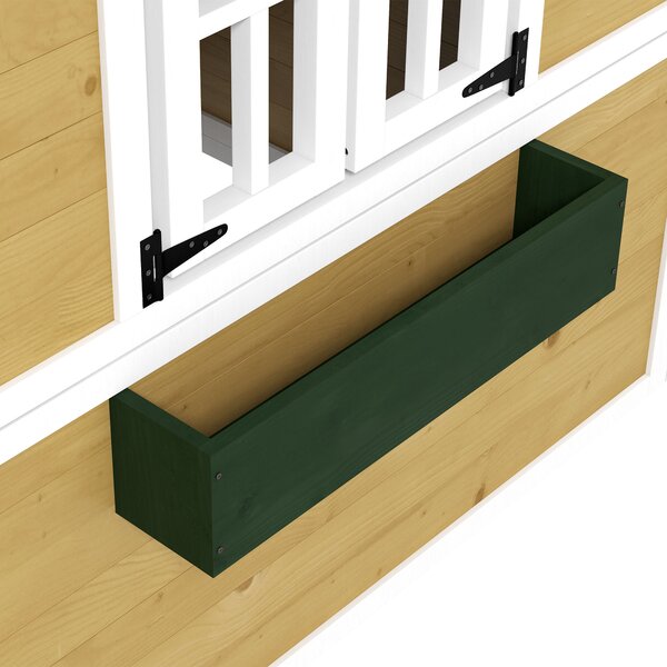 Outsunny Casetta in Legno per Bambini con Porta, Finestre, Fioriere e Mensole con Dettagli Colorati 114x126,4x135 cm Naturale | Aosom Italy