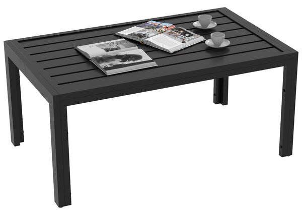 Outsunny Tavolino da Centro da Giardino Rettangolare con Struttura in Acciaio Zincato per Patio Terrazza 101,5x61x46 cm Nero | Aosom Italy