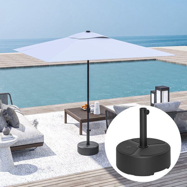Outsunny Supporto per ombrellone in HDPE riempibile 18kg/20kg con sabbia o acqua, rotondo, nero | Aosom Italy