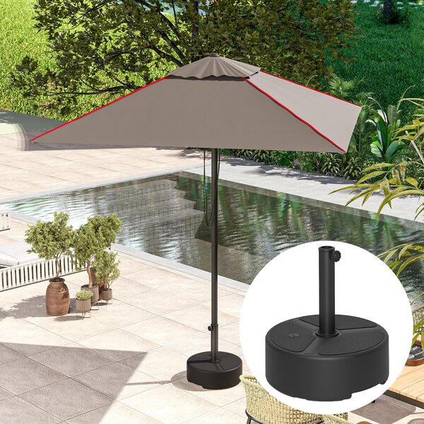 Outsunny Supporto per ombrellone in HDPE riempibile 18kg/20kg con sabbia o acqua, rotondo, nero | Aosom Italy