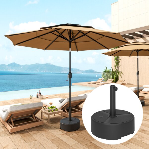 Outsunny Supporto per ombrellone in HDPE riempibile 18kg/20kg con sabbia o acqua, rotondo, nero | Aosom Italy