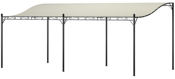 Outsunny Pergola da Parete 3x6 m con Tetto Inclinato Fori di Drenaggio e Struttura Metallica Bianco Crema | Aosom Italy