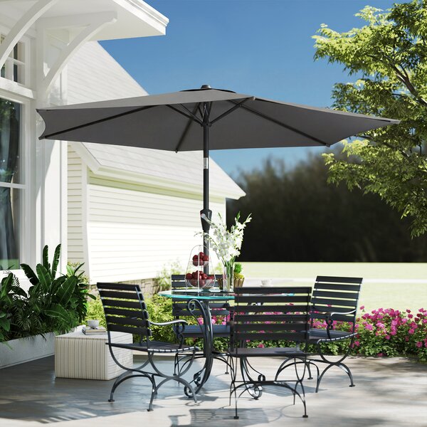 Outsunny Ombrellone 270 cm inclinabile Ombrellone da balcone con manovella UV 50+ Ombrellone da giardino Grigio scuro | Aosom Italy