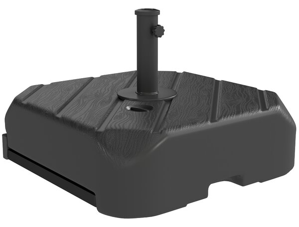 Outsunny Piede per ombrellone con ruote da riempire con 45 kg d'acqua / 72 kg di sabbia, per asta Ø 38 e 48 mm, nero | Aosom Italy