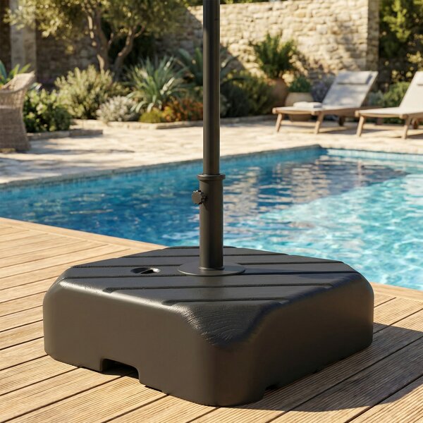 Outsunny Piede per ombrellone con ruote da riempire con 45 kg d'acqua / 72 kg di sabbia, per asta Ø 38 e 48 mm, nero | Aosom Italy