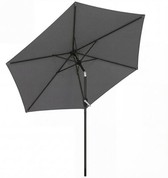 Outsunny Ombrellone 270 cm inclinabile Ombrellone da balcone con manovella UV 50+ Ombrellone da giardino Grigio scuro | Aosom Italy