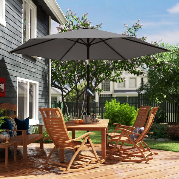 Outsunny Ombrellone 270 cm inclinabile Ombrellone da balcone con manovella UV 50+ Ombrellone da giardino Grigio scuro | Aosom Italy