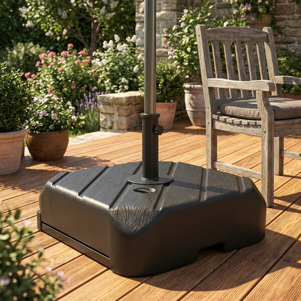 Outsunny Piede per ombrellone con ruote da riempire con 45 kg d'acqua / 72 kg di sabbia, per asta Ø 38 e 48 mm, nero | Aosom Italy