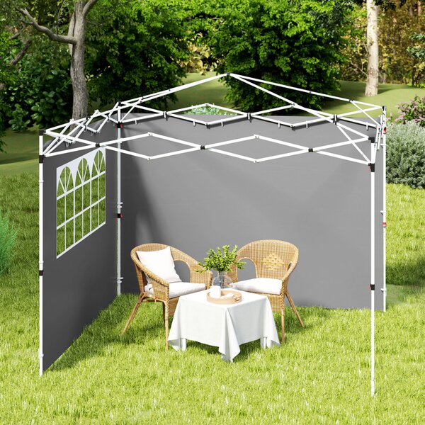 Outsunny Pannelli laterali per gazebo 3 x 3 m pannelli per gazebo con finestra set da 2 tessuto Oxford grigio chiaro | Aosom Italy