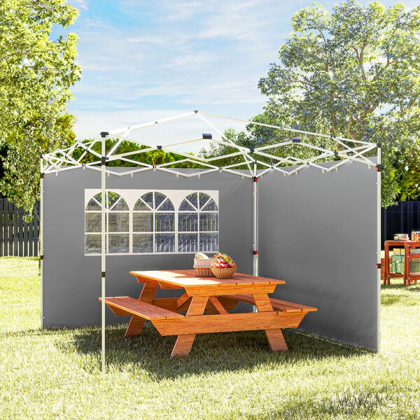 Outsunny Pannelli laterali per gazebo 3 x 3 m pannelli per gazebo con finestra set da 2 tessuto Oxford grigio chiaro | Aosom Italy