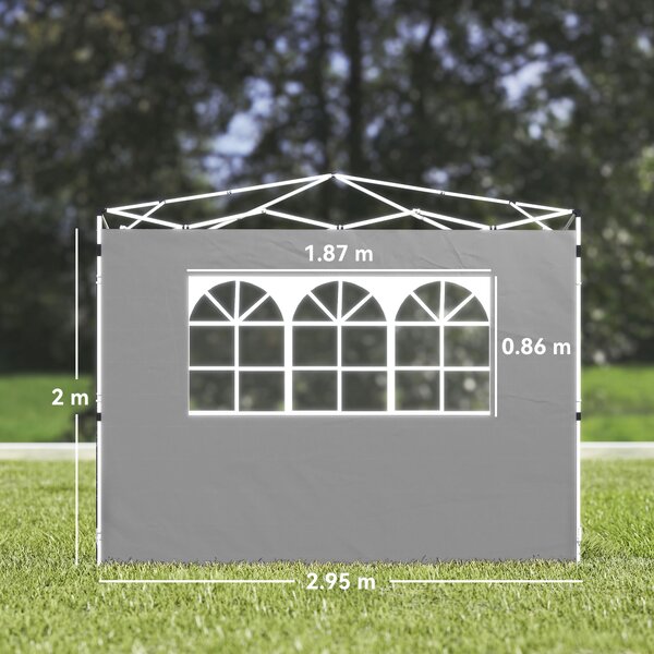 Outsunny Pannelli laterali per gazebo 3 x 3 m pannelli per gazebo con finestra set da 2 tessuto Oxford grigio chiaro | Aosom Italy