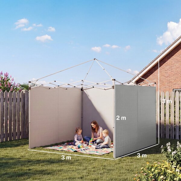 Outsunny Set da 3 pannelli con cerniera per gazebo 3 x 3 m, Grigio chiaro | Aosom Italy